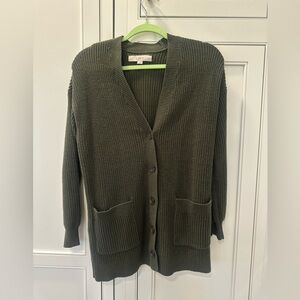 Loft Dark Green Knit Cardigan size medium